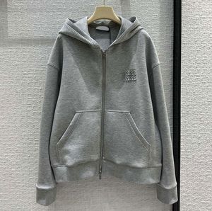 Chaqueta con capucha y letras para mujer, abrigo, sudadera, chaquetas de mujer con cremallera de manga larga, sudaderas cálidas de invierno gris marino