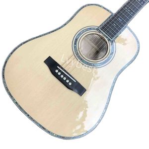 Lvybest-guitarra eléctrica personalizada, 36 pulgadas, Aaaaa, guitarra acústica de madera maciza, encuadernación de abulón, diapasón de ébano, Dreadnought Ooo