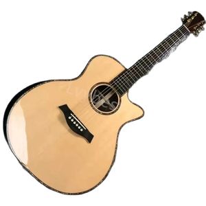 Lvybest Guitare électrique personnalisée 40 pouces Abalone Reliure 914 Guitare acoustique de style en couleur naturelle