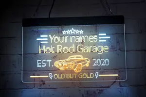 LX1297 LED Strip Lights Signez Vos Noms Hot Rod Garage Vieux Mais Or Gravure 3D Double Couleur Conception Libre Vente En Gros Au Détail