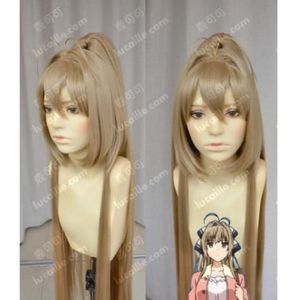 LYCS Venta barata fiesta de baile cosplaysLong Flaxen Hair Cosplay Amagi Brilliant Park Sento Isuzu Clip Girl Ponytail Wig