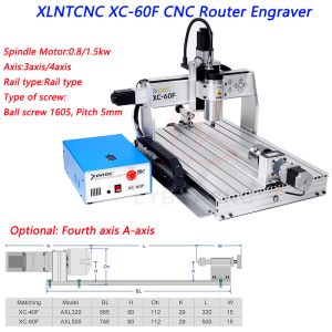 LYBGACNC XC-60F CNC Router Spindle Motor 800W 1.5KW 3AXIS 4AXIS DRILLAGE ET MENTIFICATION AVEC PORT USB 110V 220V