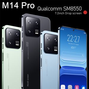 M14 Pro Android Smartphone Tact Screen Color Screen 4G 8 Go RAM 64 Go 128 Go 256 Go Rom 7,3 pouces HD + Écran Smart Wake Gravity Sensing Prise en charge pour plusieurs langues