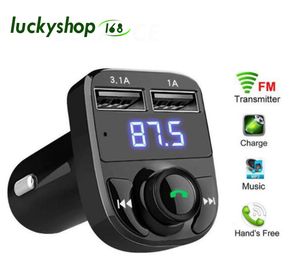Transmetteur de chargeur FM X8 Modulateur auxiliaire Kit mains libres Bluetooth Audio de voiture Lecteur MP3 avec chargeurs USB doubles à charge rapide 3.1A