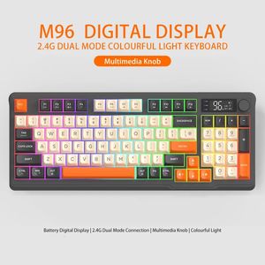 Affichage numérique M96 Battery Bluetooth Keyboard24g Dual Mode ConnectionMultimedia Knob Colorful LightPC Notebook 240418