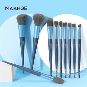 MAANGE 10 PCS Juegos de brochas de maquillaje Cosméticos Brocha para sombra de ojos Colorete Brocha para polvos sueltos Herramientas de maquillaje