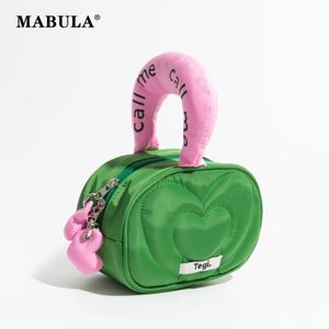 MABULA Designer Heart Quilt Bolso de mano acolchado para mujer Moda Pequeño Puffer Satchel Bag Canddy Purple Crossbody Monedero 240307