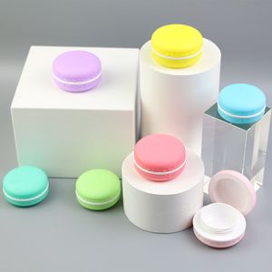 Macaron 5g Pots vides cosmétiques en plastique portables Bouteilles roses / jaunes / vertes avec couvercle Fard à paupières Crème de maquillage Baume à lèvres Conteneur Potshigh qté