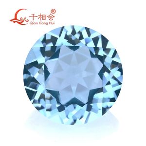 Corte à máquina em forma redonda corte natural linda pedra preciosa topázio azul natural Q0531
