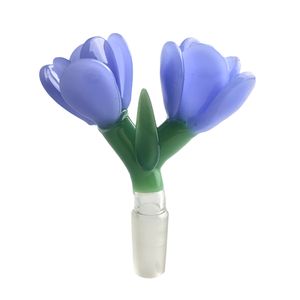 Bol de bong en verre à tête de fleur double avec bols mâles de 14mm 18mm blanc bleu rose coloré épais tuyaux d'eau en verre Pyrex