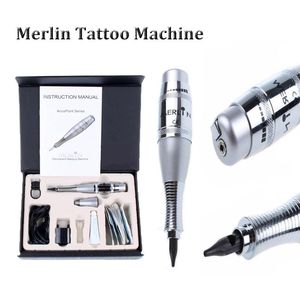 Máquina Máquina de tatuaje Merlin Máquina para maquillaje permanente Tatuaje con pluma de tatuaje Agujas de pistola Fuente de alimentación Tatuaje Pluma de cejas Entrega rápida
