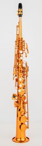 Saxofón Soprano recto de latón Mark VI, instrumento de viento de madera plano Bb B, patrón tallado de llave de concha Natural, hecho en Francia