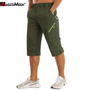 MAGCOMSEN, pantalones finos de verano para hombre 3/4, pantalones capri de secado rápido, bolsillos con cremallera, pantalones de trabajo Cargo, pantalones casuales para hombre, pantalones para correr para senderismo H1223