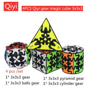 Magic Cubes 4 PCS / Set Qiyi Magic Cube Gear 3x3x3 Pyramid Gear Cube Qiyi 3x3 Puzzle Cubo Magico Qiyi Gear Cube Game Cube Education Toys 231019