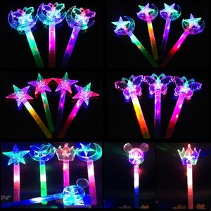 Magia Novedad Iluminación Fairy Stick Niños LED Juguetes Varita colorida Venta al por mayor Ice Enchanted Crown Flash