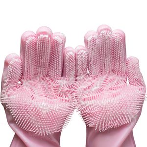 Magic Silicone Dishwashing Scrubber Dish Washing Sponge Rubber Scrub Gloves Kitchen Cleaning 201021