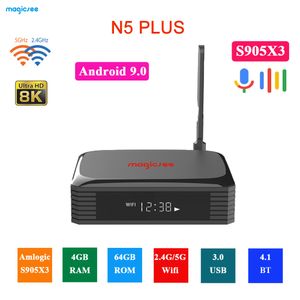 Magicsee N5 Plus S905X3 Android 9.0 TV BOX 4G Ram 64G Rom 2.45G double WiFi Ethernet BT 4.0 Smart Box 8K prise en charge du matériel SSD/HDD