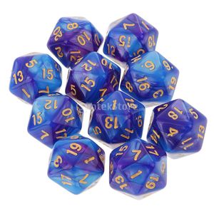 MagiDeal 10pcs 20 Sided Dice D20 Polyhedral Dice for Dungeons and Dragons Table Games Acrylic DND RPG MTG Dice