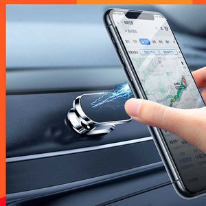 Support de téléphone magnétique pour voiture, support rotatif en forme de Mini bande pour téléphone portable, aimant puissant en métal pour GPS, support de téléphone portable pour voiture