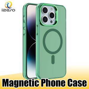 Izeso – coque magnétique pour iPhone 15, translucide, mat, mince, antichoc, anti-empreintes digitales, housse de protection pour iPhone 14, 13, 12