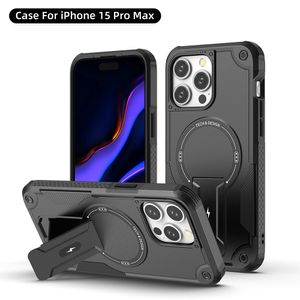 Estuches magnéticos Soporte Estuche de protección anticaída Soporte portátil Anillo de metal PC TPU Contraportada a prueba de golpes para iPhone 11 12 13 14 15 Pro Max