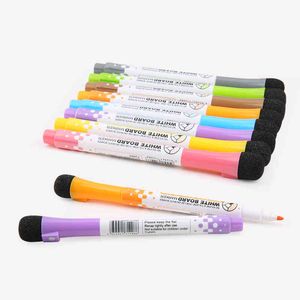 Magnétique Coloré Effaçable Tableau Blanc Stylos Marqueur Gomme À Sec Enfant Dessin Stylo Conseil Marqueurs Avec Gommes École Classe Fournitures De Bureau 12PCS / Set HY0050