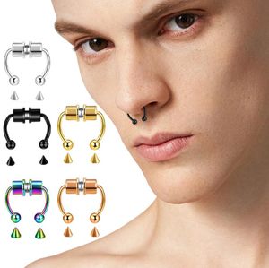 Magnetic Fake Nose Piercing Fake Nose Ring Hoop Septum Rings Surgical Steel Colorful Fake Piercing Nose Piercings Jewelry