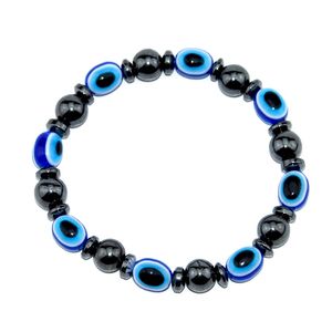 Bracelets à brins d'hématite magnétique, vente en gros, pierre magnétique noire, résine élastique, perles plates, bijoux de mode européenne et américaine