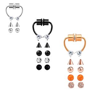 Anneau de nez Septum magnétique pour hommes femmes en acier inoxydable sans piercing bijoux de corps fer à cheval faux nez cerceau