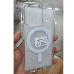 S24 Cajas a prueba de golpes de carga inalámbrica magnética para iPhone 15 14 Plus 13 Pro Max 12 11 Samsung S23 S22 Plástico acrílico ultra duro Suave TPU Cubierta de teléfono con imán transparente