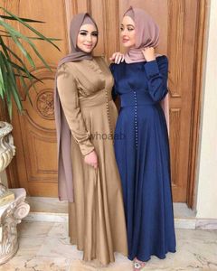 MagnificentCasual Satén Abayas Vestido musulmán Manga larga acampanada Suave brillante Abaya Dubai Turquía Islam Robe Mujeres Ramadán Eid Djellaba Femme HKD230912