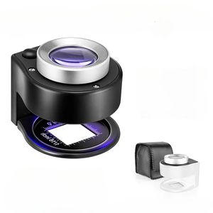 Magnifying Glasses 60x magnifying glass USB rechargeable Magnifier Glass Optical Glass Lens Loupe with 6 LED UV lights for Coin Stamps Jewelry 231128