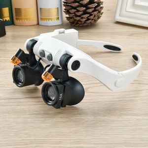 Magnifying Glasses Led Light Lamp Double Glasses Loupe Lens Glasses Magnifier Watchmaker Jewelry 231030