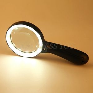 Loupes Loupe éclairée-10X Grandes loupes de lecture à main avec lumière éclairée 12 LED pour les pièces de réparation des personnes âgées 231030