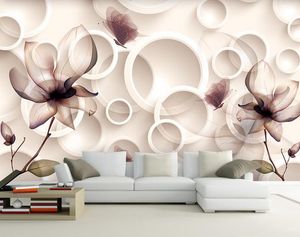 Magnolia fleur TV fond papier peint 3D salon peintures murales papier peint pour murs 3 d pour salon