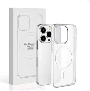 Magsofe – coque de téléphone transparente en acrylique, étui magnétique antichoc pour iPhone 15 14 13 12 11 Pro Max Mini XR XS