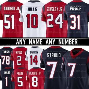 7 C.J. Stroud Houstons Hommes Maillot de football texan Tank Dell Will Anderson Jr. Davis Mills Derek Stingley Jr. Blake Cashman Laremy Tunsil Nico Collins Dameon Pierce Maillots