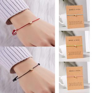 Faire un vœu coeur amour Bracelet à breloques tissé à la main Simple tissé réglable Couple Bracelets pour hommes femmes bijoux cadeaux