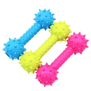 Make the Pup Happy Dog Jouets de dentition Balles avec cloches Durable Dogs IQ Puzzle Chew for Puppy Small Doggy Teeth Cleaning Chewing Vocal Toy Dumbbell 3 Couleurs Rouge