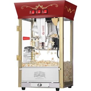 Makers Popcorn Red Movie Theater Style 8 onces, machine à pop-corn antique, construite avec des zones de nourriture en verre et en verre trempées