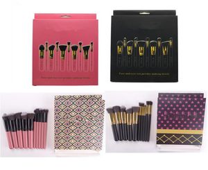 Ensemble de pinceau de maquillage 10pcs rose noire cosmétique fond de teint BB Cream Powder Blush Kabuki Brush Kit Make Up Brushes Tools3485229