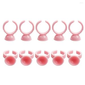 Pinceles de maquillaje, 1000 Uds., anillo desechable de plástico rosa para pigmento de tatuaje, soporte para tazas de tinta, herramientas, anillos de pegamento para extensión de pestañas