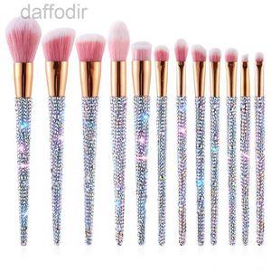 Pinceles de maquillaje 12 piezas Custom Bling Make Up Rhinestone Diamante sintético Glitter Sparkle Makeup Brush Set 240308