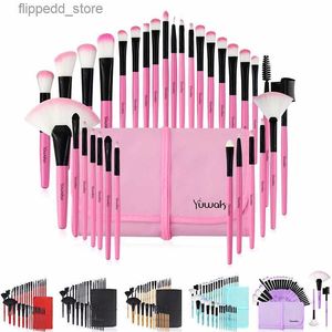 Makeup Brushes 32 pièces pinceaux de maquillage violet professionnel de haute qualité cheveux naturels cosmétique fond de teint poudre Blush fard à paupières brosse ensemble Pinceaux Q231110