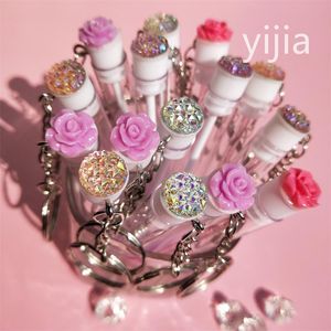 Pinceles de maquillaje 50pcs Reutilizable Cepillo de pestañas Tubo Llavero Plástico Portátil Lash Comb Spoolie Container Glitter Cils Mascara Wands KeyringMak