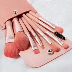 Pinceles de maquillaje 8 piezas Mini juego de pinceles de maquillaje portátil para viajes de oficina Delineador de ojos Sombra de ojos Fundación Rubor Corrector Herramienta de maquillaje de belleza HKD230821