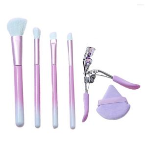 Pinceles de maquillaje Blush 6Pcs / Set Durable Elegante Ecológico con rizador de pestañas Puff Tool