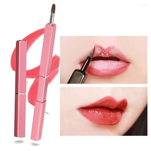 Pinceaux de maquillage couverts carré rétractable en gros Portable sanitaire métal Mini femme rouge à lèvres marque privée brosse à lèvres en vrac personnalisé