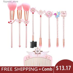 Pinceles de maquillaje ¡Caliente! Belleza Anime Cardcaptor Sakura Maquillaje Pinceles Set Herramientas Kit Polvo Suelto Sombra de Ojos Blush Pelo Sintético Mejor Regalo Cosmético Q231110