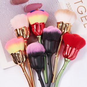 Brochas de maquillaje Karsyngirl, 1 pieza, brocha de rosa, herramienta de belleza, polvo limpio suave, forma de flor para mujeres, rubor, base en polvo grande